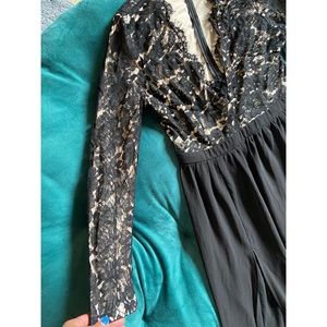 Missguided Laced-top Long-sleeve Maxi Dress